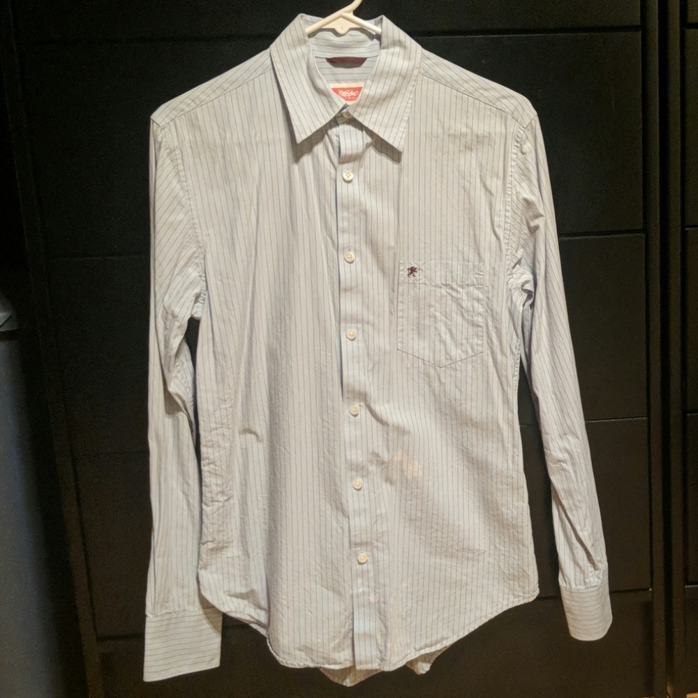 Mossimo Blue Pinstripe Button Up Collared Shirt